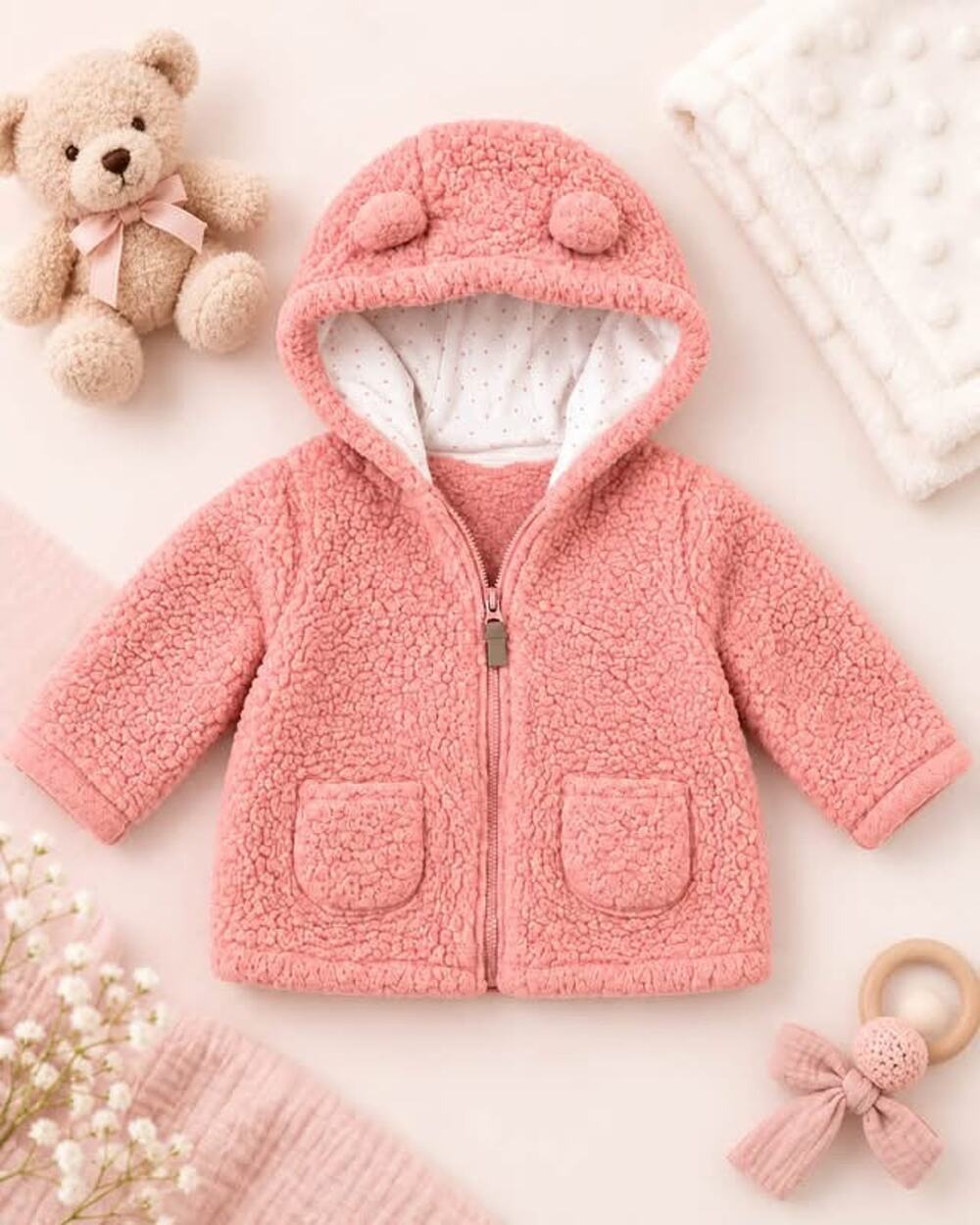 Carter’s Peach Sherpa Hooded Jacket – 18 Months